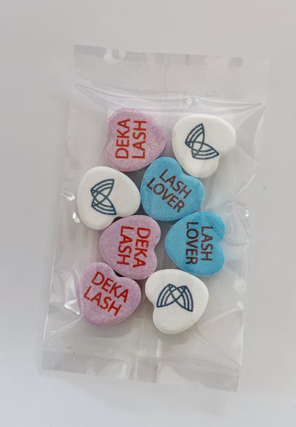 DEKA LASH Custom Candy Hearts Bags - 8 Hearts Per Bag (50 BAGS)