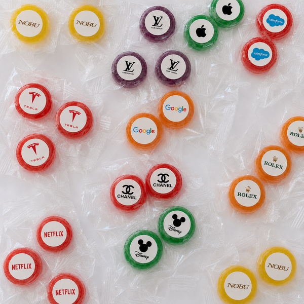 Branded fruit hard candy lifesavers personalized with logo