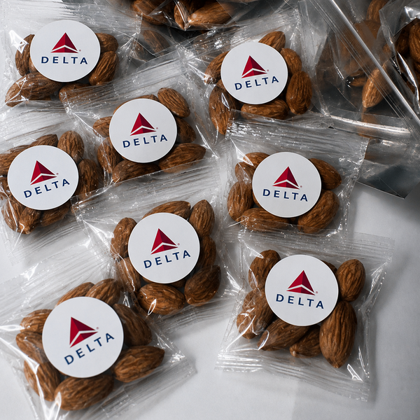 Branded nut almond bags airline handout