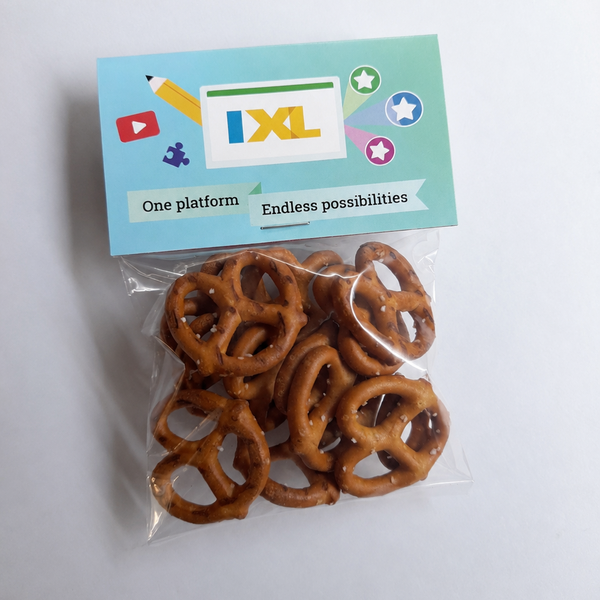Branded pretzel bags gluten free promotional tradeshow giveaway