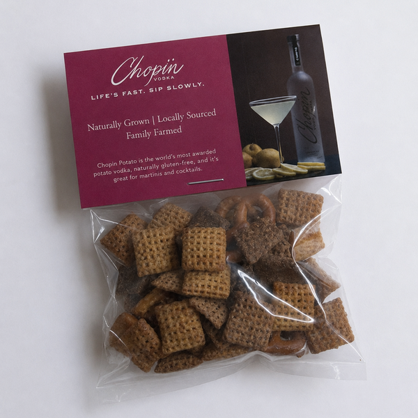 Branded snacks custom Chex mix bags tradeshow giveaway