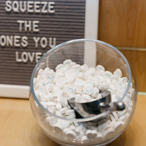 Squeeze dental candy hearts