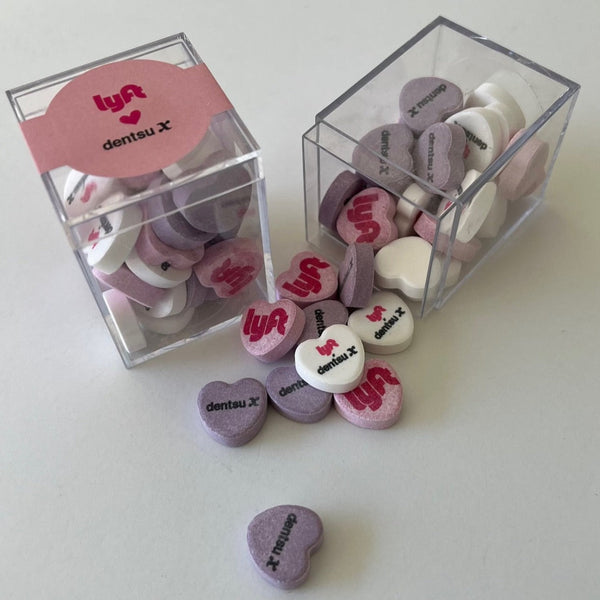 Candy Hearts Personalized Valentines Conversation Cubes - 30 Candies Per Cube