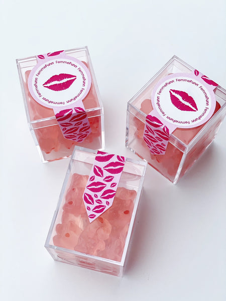 champagne jelly bean cubes with logo 