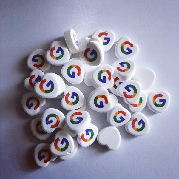 candy hearts printed with logo