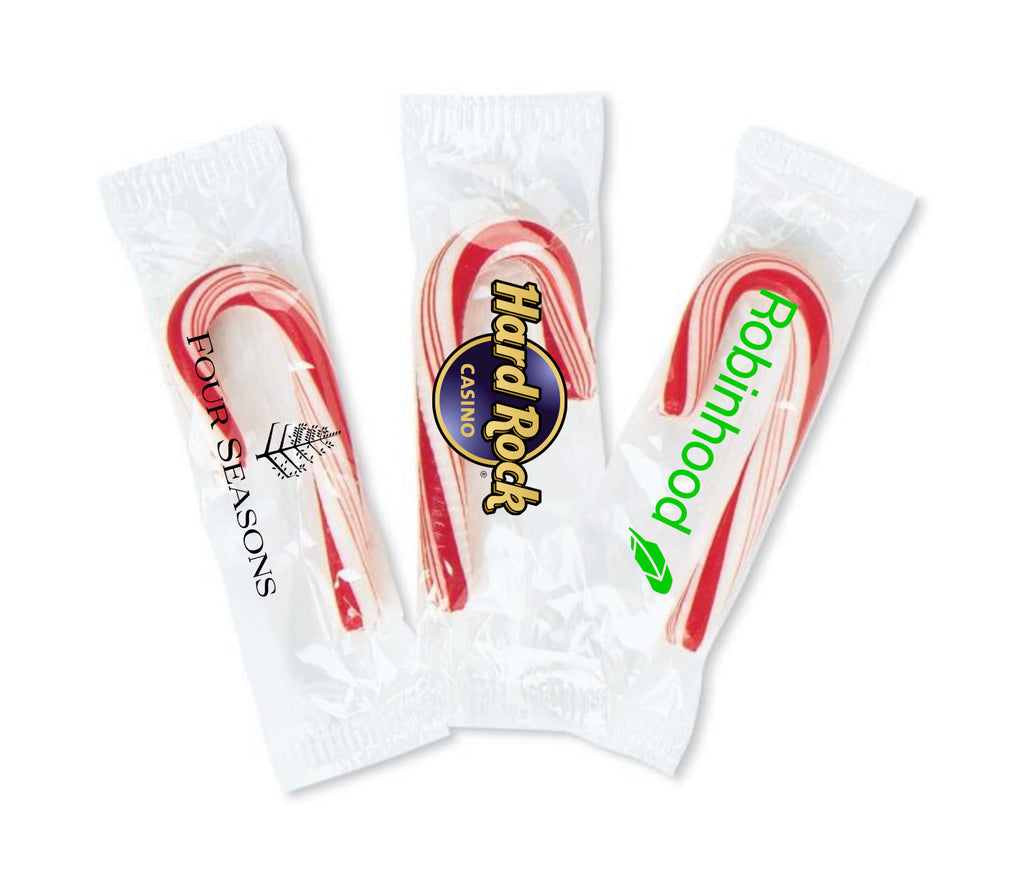 Branded Holiday Christmas Mini Candy Canes With Personalized Labels Branded holiday christmas mini candy canes with personalized labels